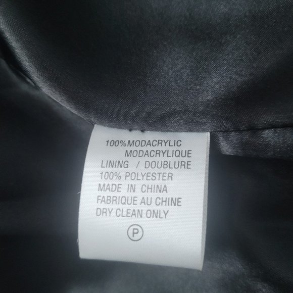 Olivia Black Faux Fur Open Front Winter Lapel Jacket/Coat Size Small - Picture 7 of 11